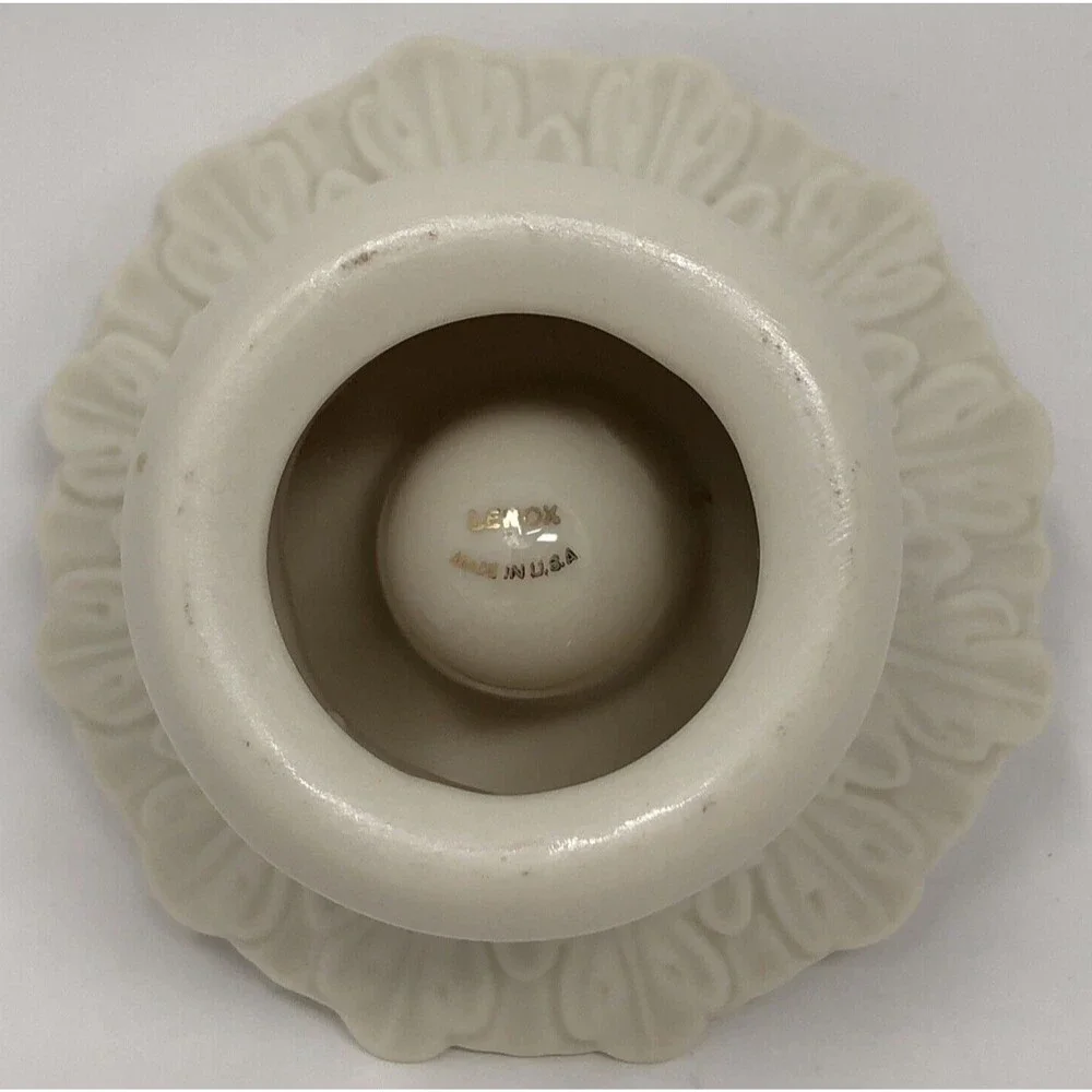Lenox Woodland Collection Candlestick Holders VTG Ivory Embossed Elegant USA